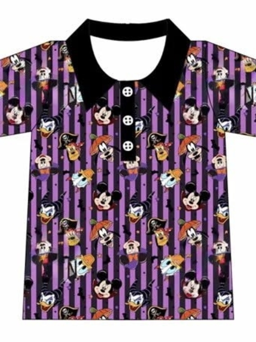 Disney Purple & Black Mickey Halloween Polo Top